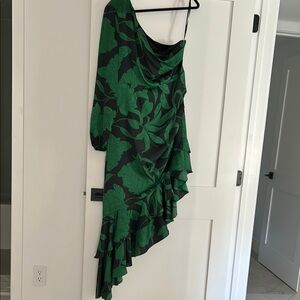Marciano Green Asymmetrical Ruffled Cocktail Dress